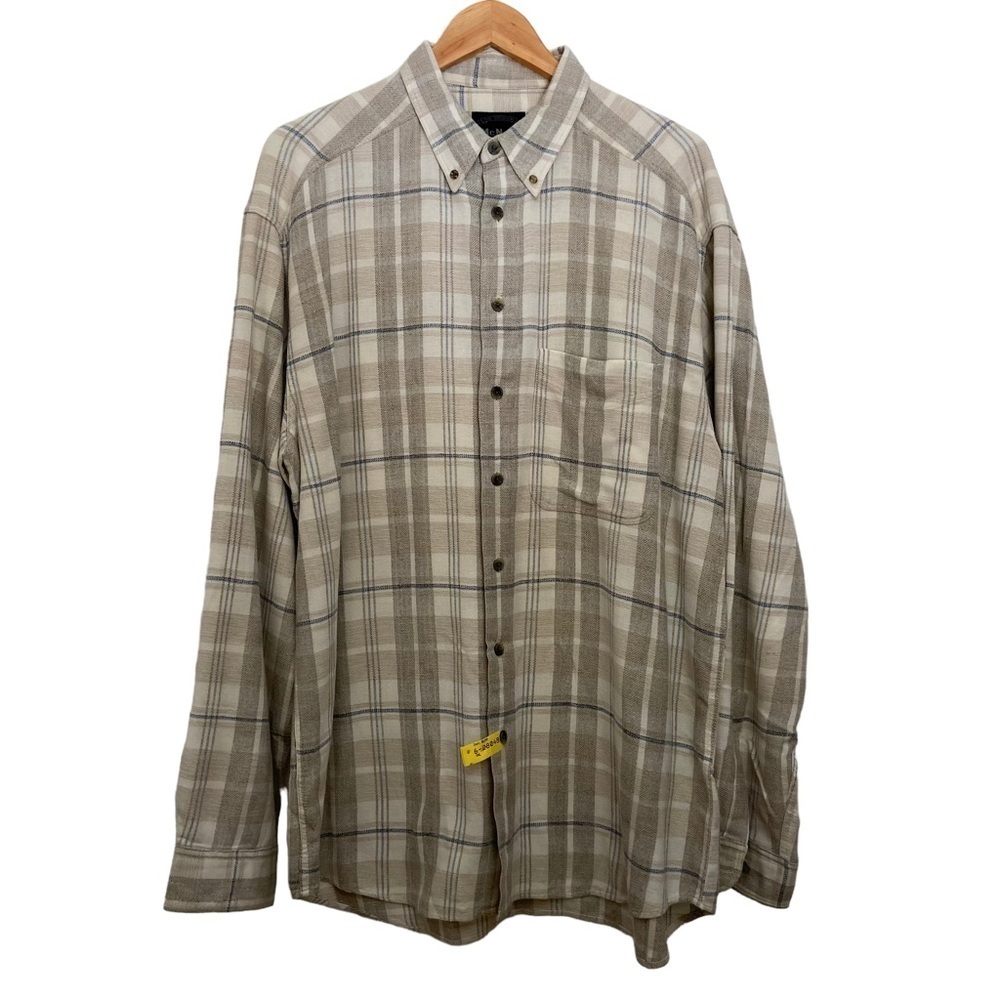 Vintage McNeal shirt button down plaid neutral beige white 100% cotton Large